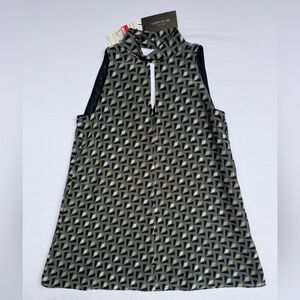 Lafayette 148 New York Geometric Sleeveless Top in Gray & Black NWT
